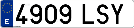 Ejemplo de matrícula de coche ordinaria 4909 LSY
