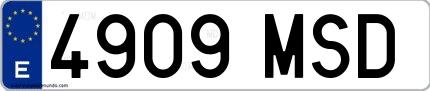 Ejemplo de matrícula española 4909 MSD