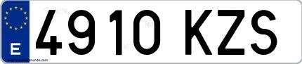Ejemplo de matrícula española 4910 KZS