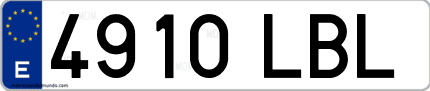 Ejemplo de matrícula de coche ordinaria 4910 LBL