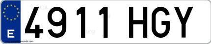 Ejemplo de matrícula española 4911 HGY