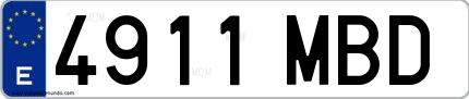 Ejemplo de matrícula española 4911 MBD