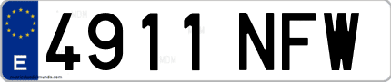 Ejemplo de matrícula de coche ordinaria 4911 NFW
