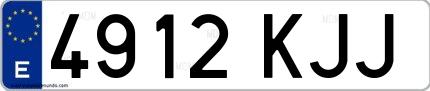 Ejemplo de matrícula española 4912 KJJ