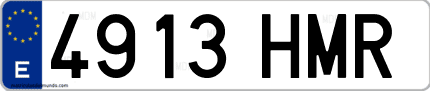Ejemplo de matrícula de coche ordinaria 4913 HMR