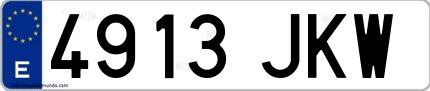 Ejemplo de matrícula española 4913 JKW