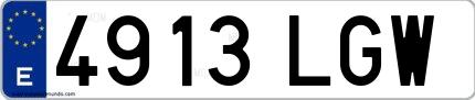 Ejemplo de matrícula española 4913 LGW
