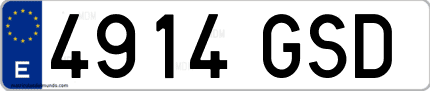 Ejemplo de matrícula de coche ordinaria 4914 GSD