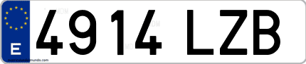 Ejemplo de matrícula de coche ordinaria 4914 LZB