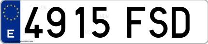 Ejemplo de matrícula española 4915 FSD