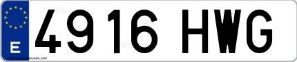 Ejemplo de matrícula española 4916 HWG