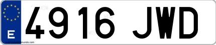 Ejemplo de matrícula española 4916 JWD