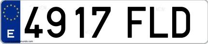 Ejemplo de matrícula española 4917 FLD