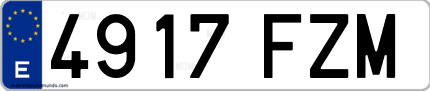 Ejemplo de matrícula de coche ordinaria 4917 FZM