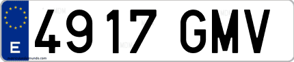Ejemplo de matrícula de coche ordinaria 4917 GMV