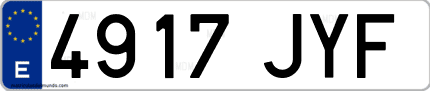 Ejemplo de matrícula de coche ordinaria 4917 JYF