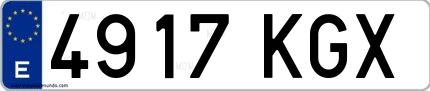 Ejemplo de matrícula española 4917 KGX