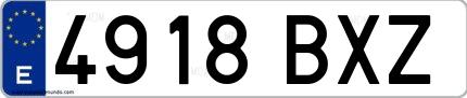 Ejemplo de matrícula española 4918 BXZ