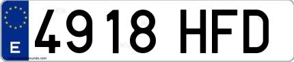 Ejemplo de matrícula española 4918 HFD
