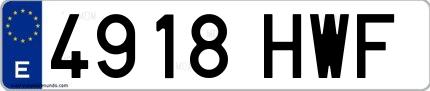 Ejemplo de matrícula española 4918 HWF
