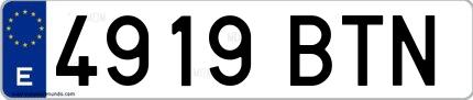 Ejemplo de matrícula española 4919 BTN