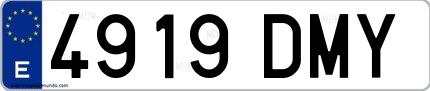 Ejemplo de matrícula española 4919 DMY