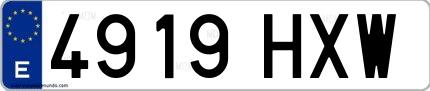 Ejemplo de matrícula española 4919 HXW