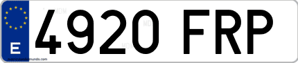 Ejemplo de matrícula de coche ordinaria 4920 FRP
