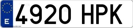 Ejemplo de matrícula española 4920 HPK