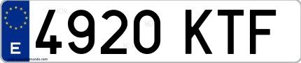Ejemplo de matrícula española 4920 KTF