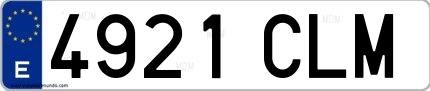 Ejemplo de matrícula española 4921 CLM