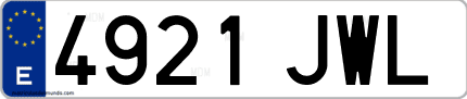Ejemplo de matrícula de coche ordinaria 4921 JWL