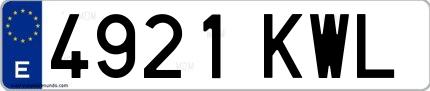 Ejemplo de matrícula española 4921 KWL