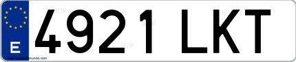 Ejemplo de matrícula española 4921 LKT