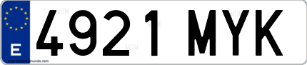 Ejemplo de matrícula de coche ordinaria 4921 MYK