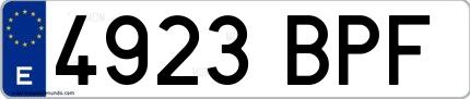 Ejemplo de matrícula española 4923 BPF