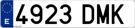 Ejemplo de matrícula española 4923 DMK