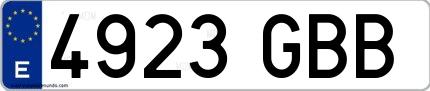 Ejemplo de matrícula española 4923 GBB