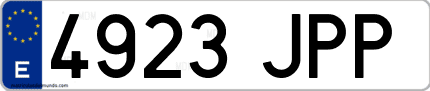 Ejemplo de matrícula de coche ordinaria 4923 JPP