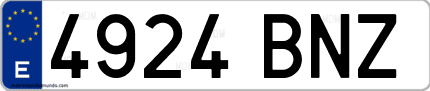 Ejemplo de matrícula de coche ordinaria 4924 BNZ