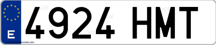 Ejemplo de matrícula de coche ordinaria 4924 HMT