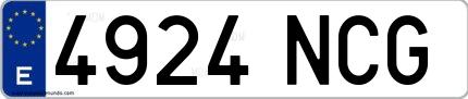 Ejemplo de matrícula española 4924 NCG
