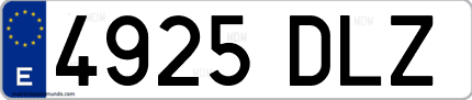 Ejemplo de matrícula de coche ordinaria 4925 DLZ