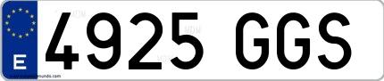 Ejemplo de matrícula española 4925 GGS
