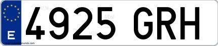 Ejemplo de matrícula española 4925 GRH