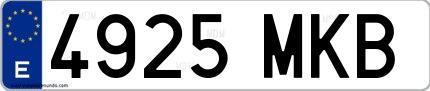 Ejemplo de matrícula española 4925 MKB