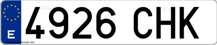 Ejemplo de matrícula española 4926 CHK
