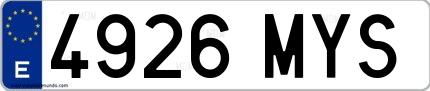 Ejemplo de matrícula española 4926 MYS