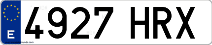 Ejemplo de matrícula de coche ordinaria 4927 HRX