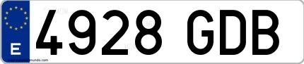 Ejemplo de matrícula española 4928 GDB